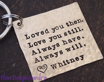 Custom Hand Stamped Key Chain Medium Length Quote, Customized Quote/ Message Keychain- Medium, Personalized Key Chain