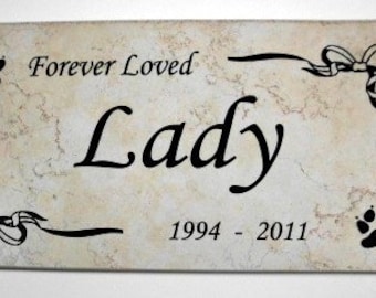 Pet Grave Marker 12x6- "Lady" design - Personalized Engraving -Price includes shipping