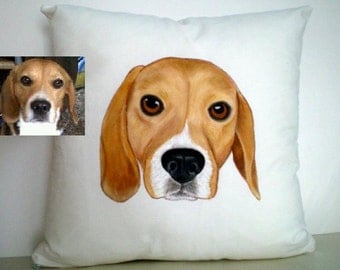 Custom Pet Portrait Pillow Cover , cat portrait - dog portrait , gift for pet lovers, gift for him, Valentines gift for pet lovers