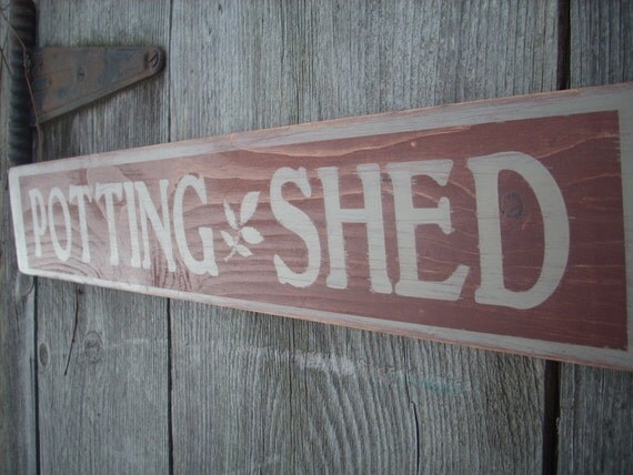 Items similar to Potting Shed Sign Wooden Shabby Chic Farm 