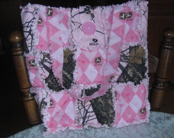 New Pink Mossy Oak Camo and John Deere Inspired Tote Bag / Hand Bag ...
