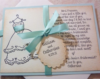 Will you be my Junior Bridesmaid Invitation Personalized Card Vintage Wedding