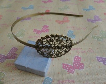 6pcs Metal Headbands 5mm bronze color with bent end with flower