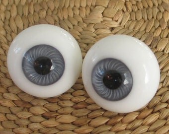 1 Pair 22mm Kais German Glass Doll Eyes Grayish Blue