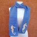 Seahorse Scarf, Blue Scarf, Nautical Scarf for Men or Women, Crochet Scarf, Hoooked Scarves