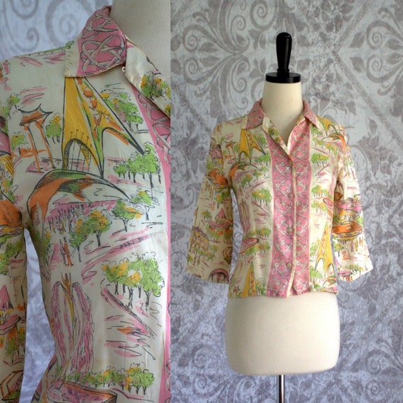 Vintage 1960s Silk Blouse 60s Blouse by SassySisterVintage on Etsy