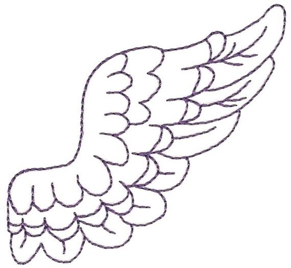 Angel wing machine embroidery design. Angel embroidery redwork, 2 sizes ...