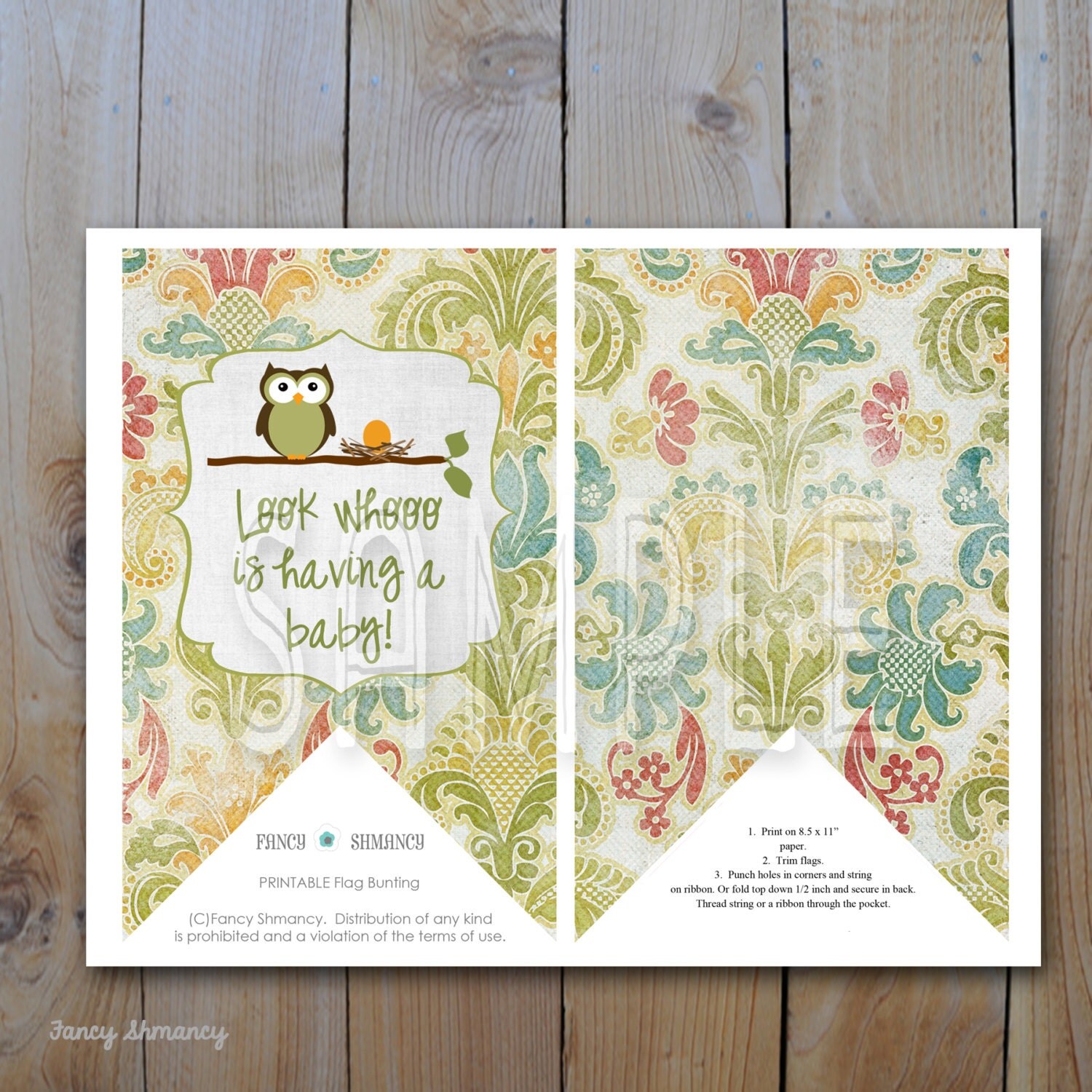 Owl Baby Shower Printable Bunting / Instant by FancyShmancyNotes