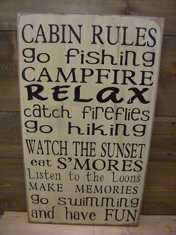 Custom Extra Large Rustic Cabin Lake Cottage Rules by Wildoaks