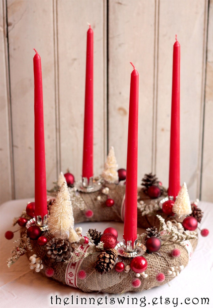 Alpine Advent Wreath - Christmas Wreath - Advent Candle Wreath - Holiday Table Decor - Yule