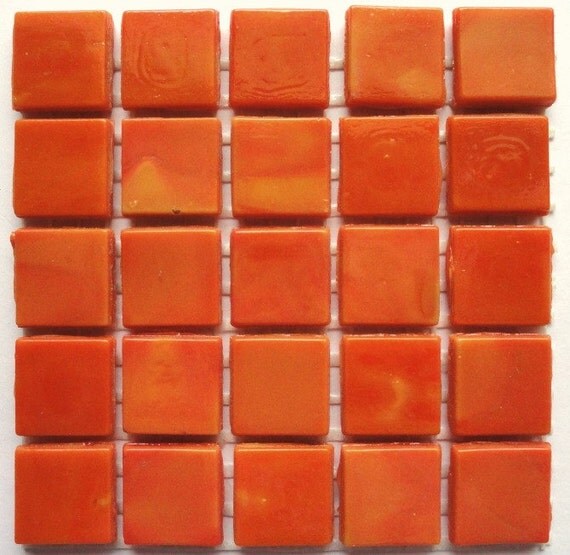 25 1 2 Bright Orange Opaque Glass Mosaic By Discountmosaicsupply