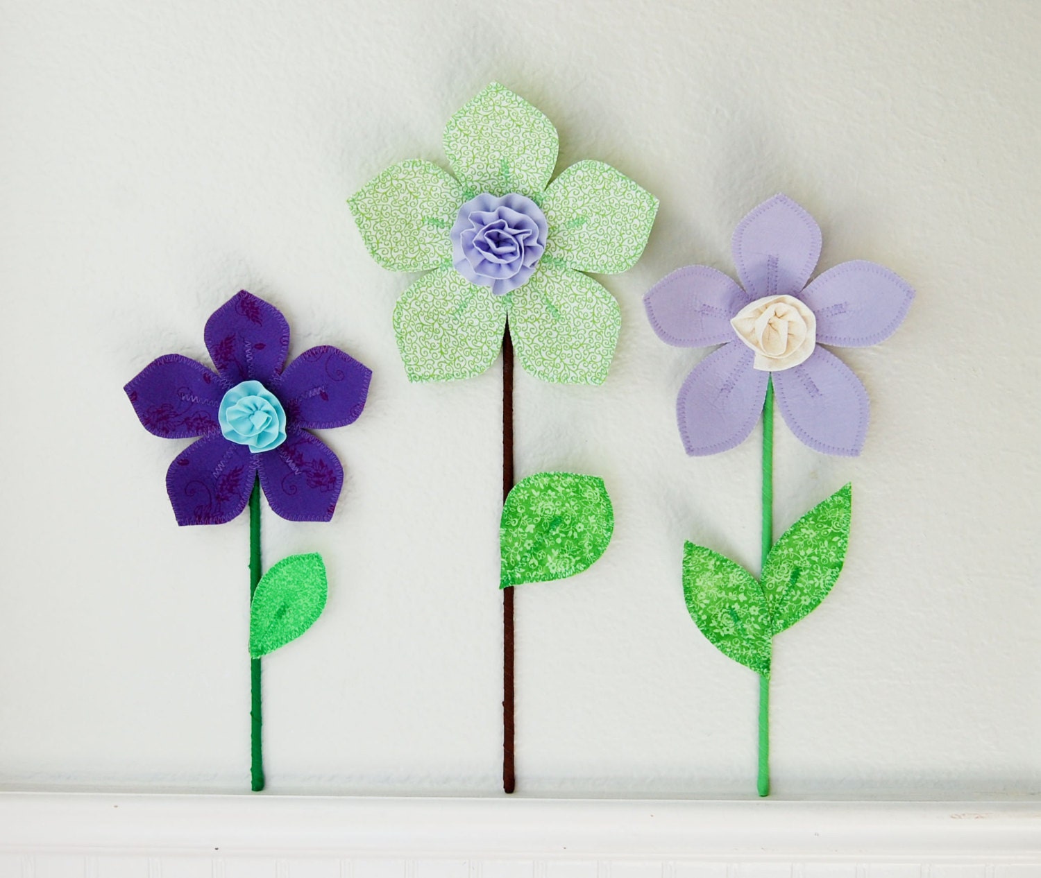 3d fabric wall flower decor for girl room. floral fabric wall