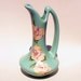 Aqua Vase Decoupage Pink Roses OOAK