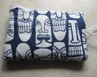 tiki man print padded makeup jewelry bag