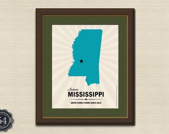 personalized mississippi map print map of mississippi custom wedding ...