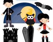 Vampire Friends Cute Digital Clipart - Commercial Use OK - Vampire Graphics, Vampire Clipart, Digital Art Il_170x135