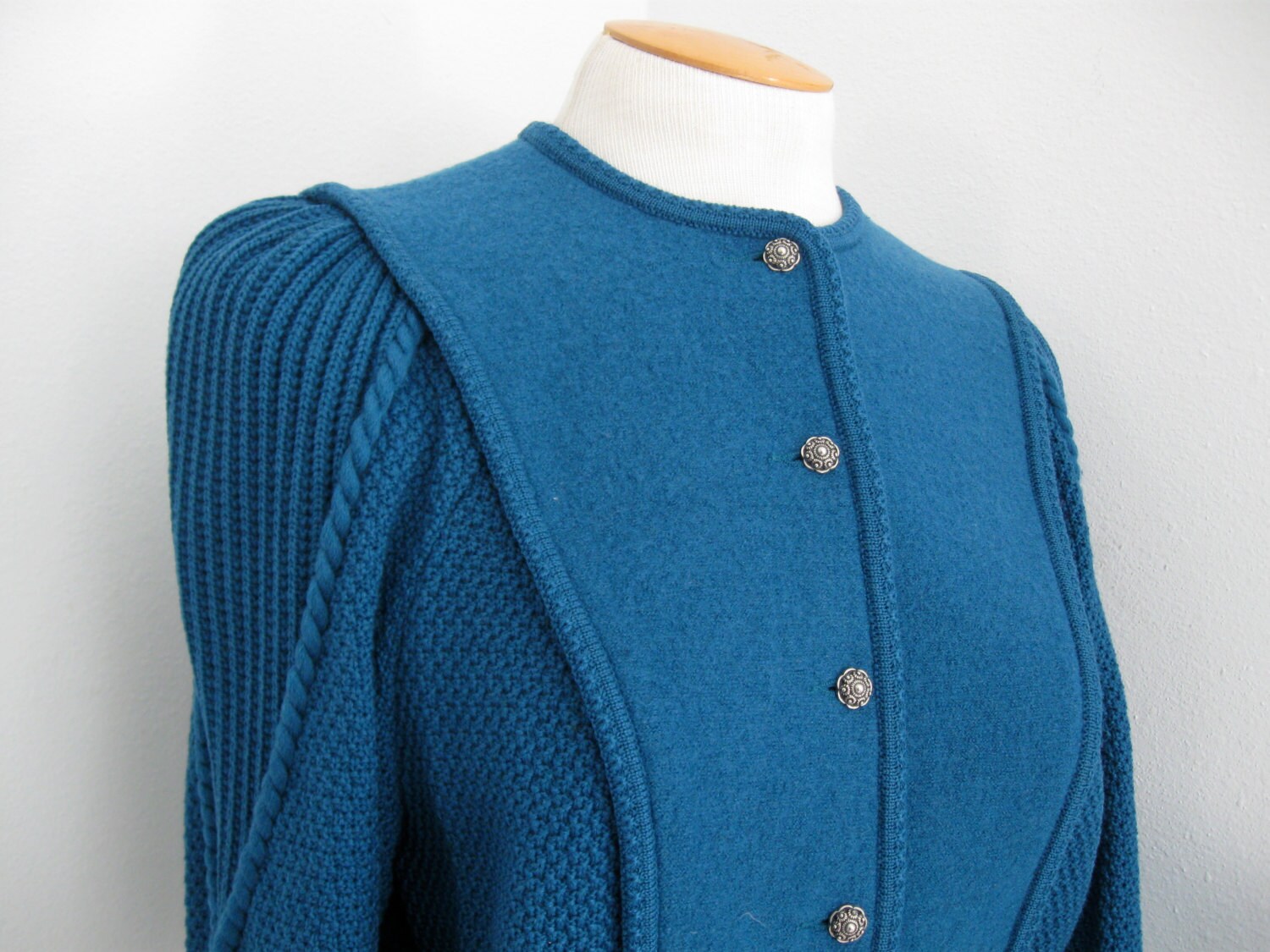 Vintage GEIGER Austria Wool Sweater Jumper Teal From Derek