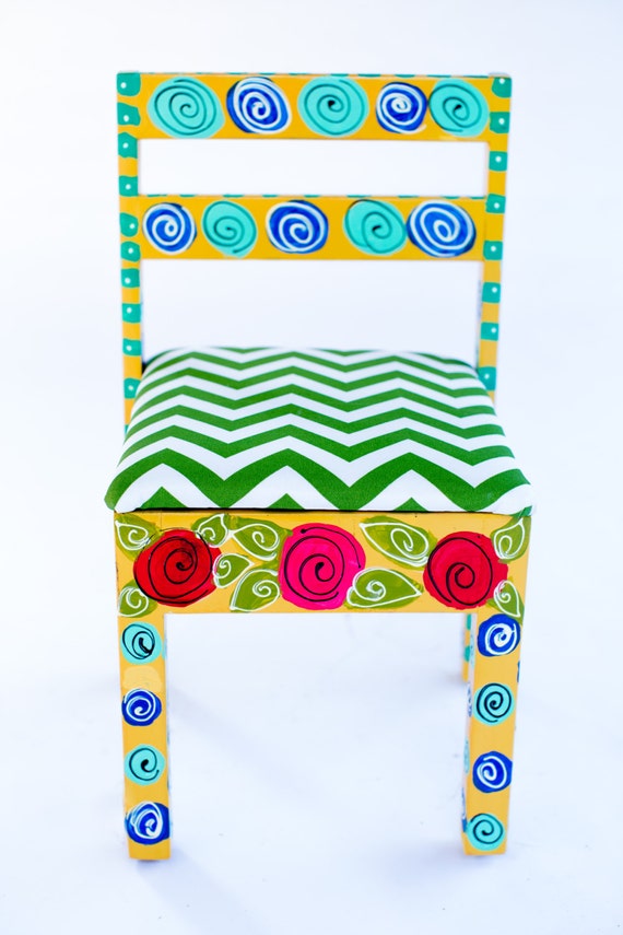 Items similar to Hand-built & hand painted children's chair. Custom ...