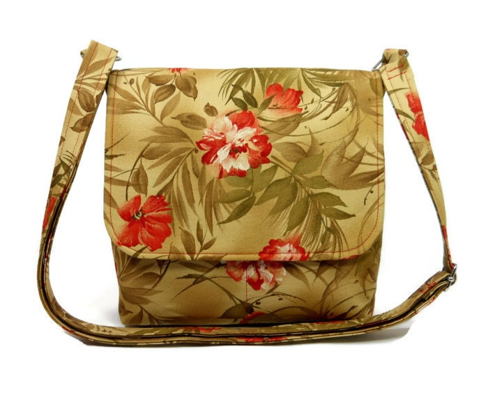 Small Fabric Crossbody Purse Fall Floral Messenger Bag
