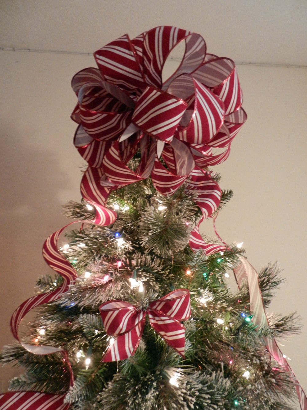 Large Candy Cane stripe red and White Christmas Tree topper