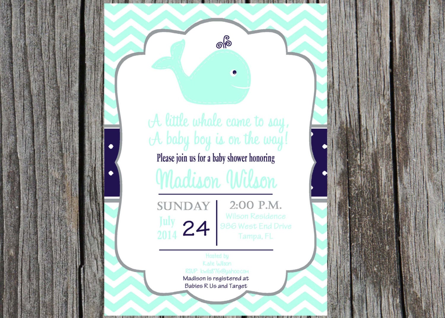 Whale Baby Shower Invitation nautical baby boy by PrintYourEvent