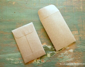 100 Mini Seed Packet Envelopes, Kraft Brown, Business Card, mini coin, gift card envelopes, wedding favor envelopes, 2 1/4"x3 1/2" (57x89mm)