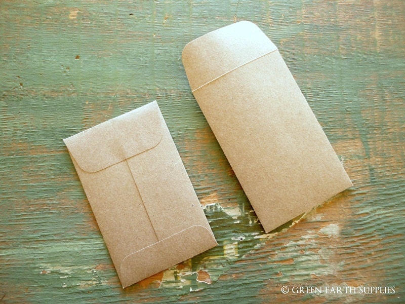 200 Mini Seed Packet Envelopes Kraft Brown Business Card