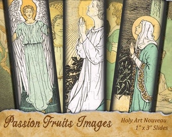 Vintage Holy Images digital collage sheet- Bamboo Tiles