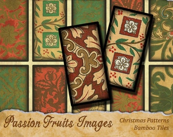 Christmas Bamboo Tiles Digital Collage Sheet-- instant Download