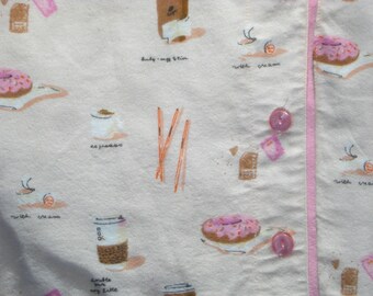 SALE : Heather Ross Munki Munki PJ top front panel Flannel Coffee & Donuts