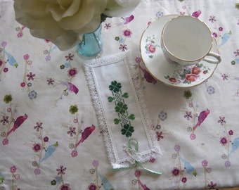 Victorian Lace Clover Cross Stitch Book Mark-Free Shipping