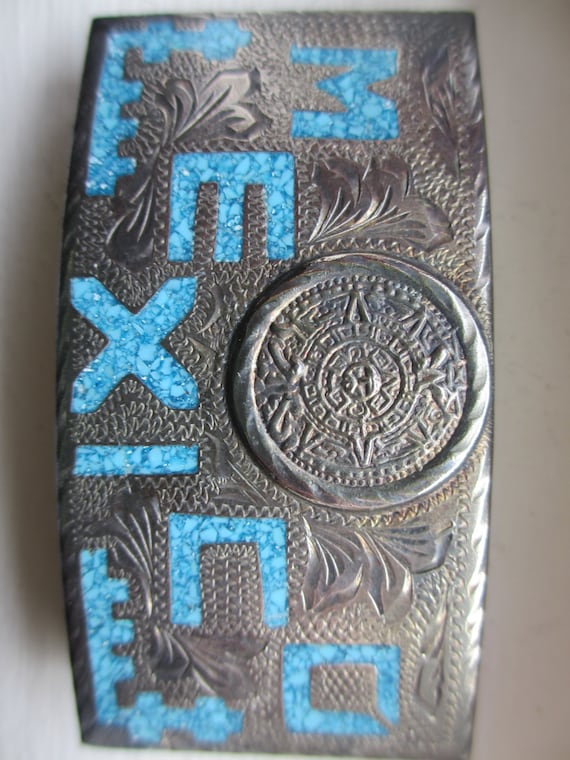 Vintage Silver Mexico Belt Buckle