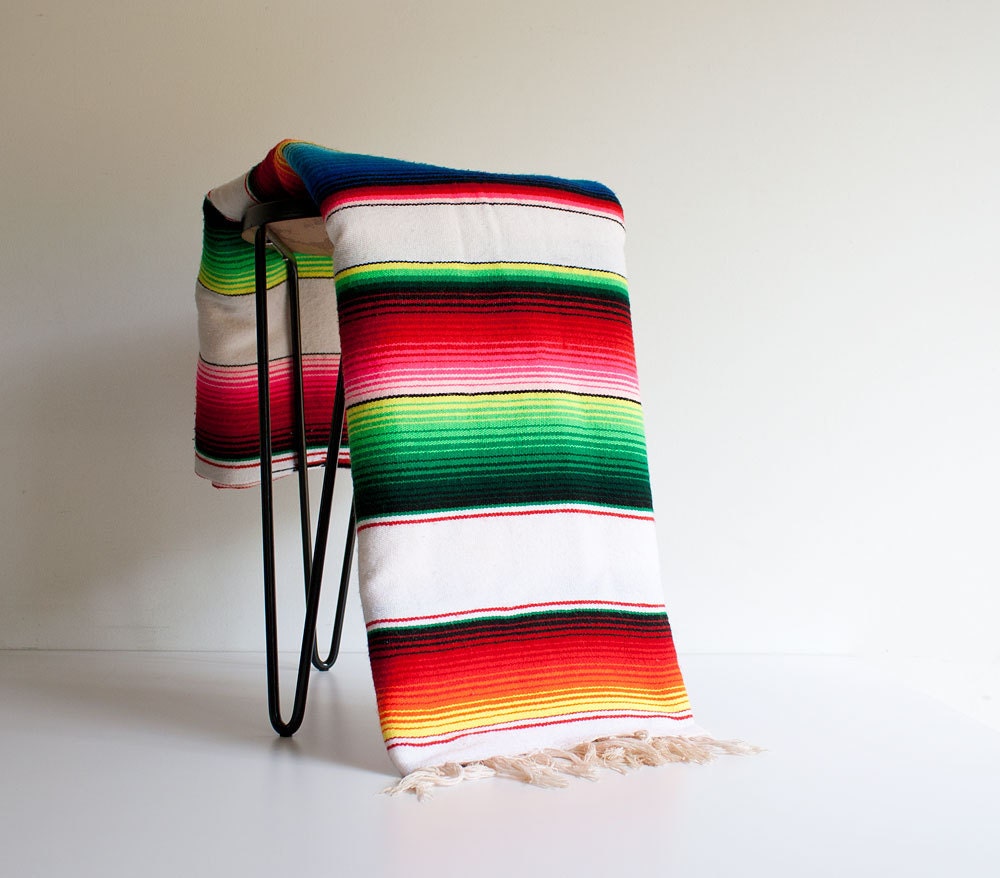 Vintage Colorful Mexican Blanket Serape