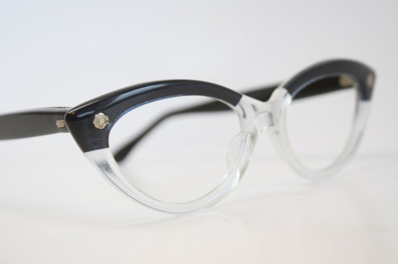 Blue Clear cat eye glasses vintage cateye frames eyeglasses