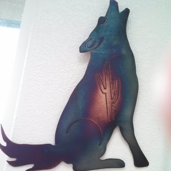 Southwestern Style Coyote Recycled Steel Colored Patina Custom