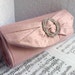 Pink clutch purse with rhinestone silver buckle, bow clutch, wedding clutch, bridal bag, silk clutch