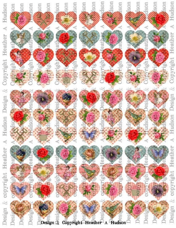 Conversation Hearts Images Card bases VintageValentine's Day Valentine tags Digital Collage sheet Printable