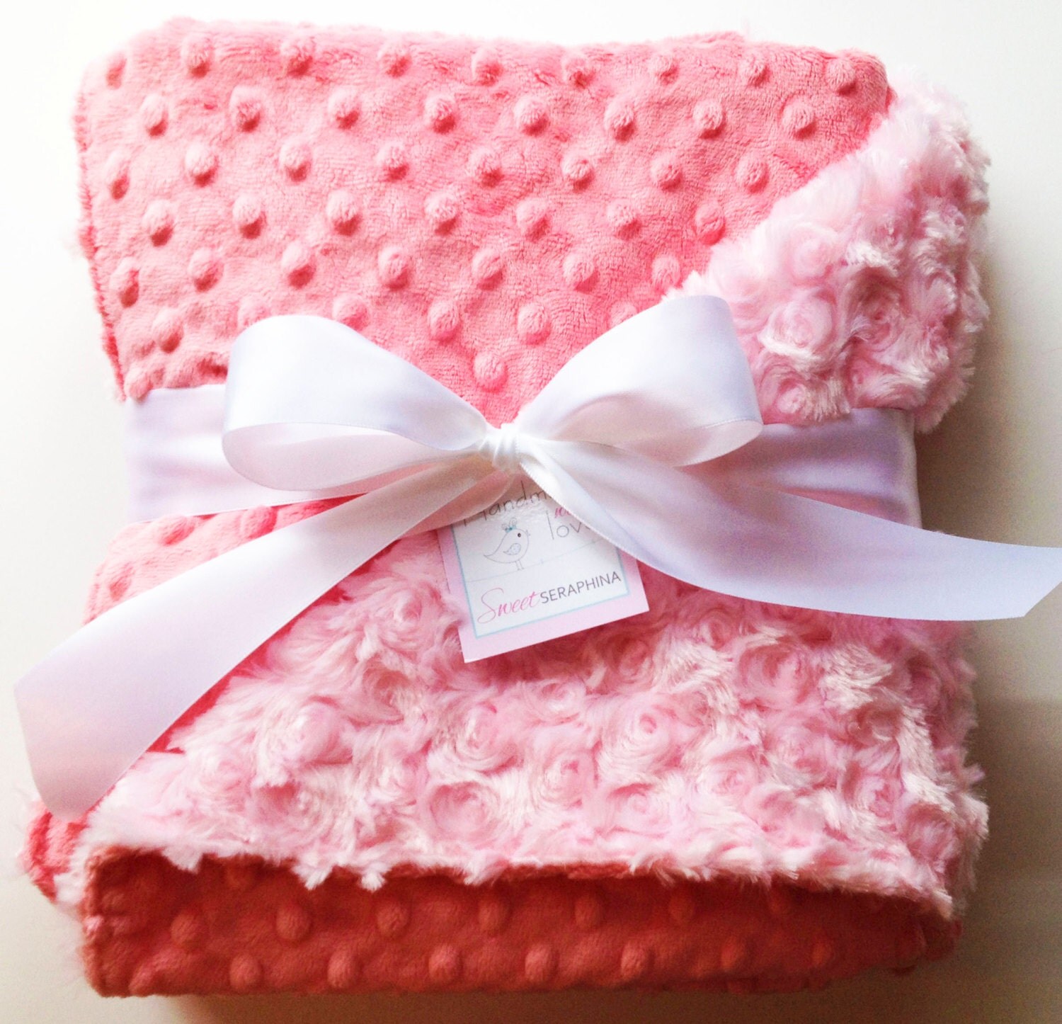 Minky Baby Blanket Coral and Pink Pink and Coral Coral