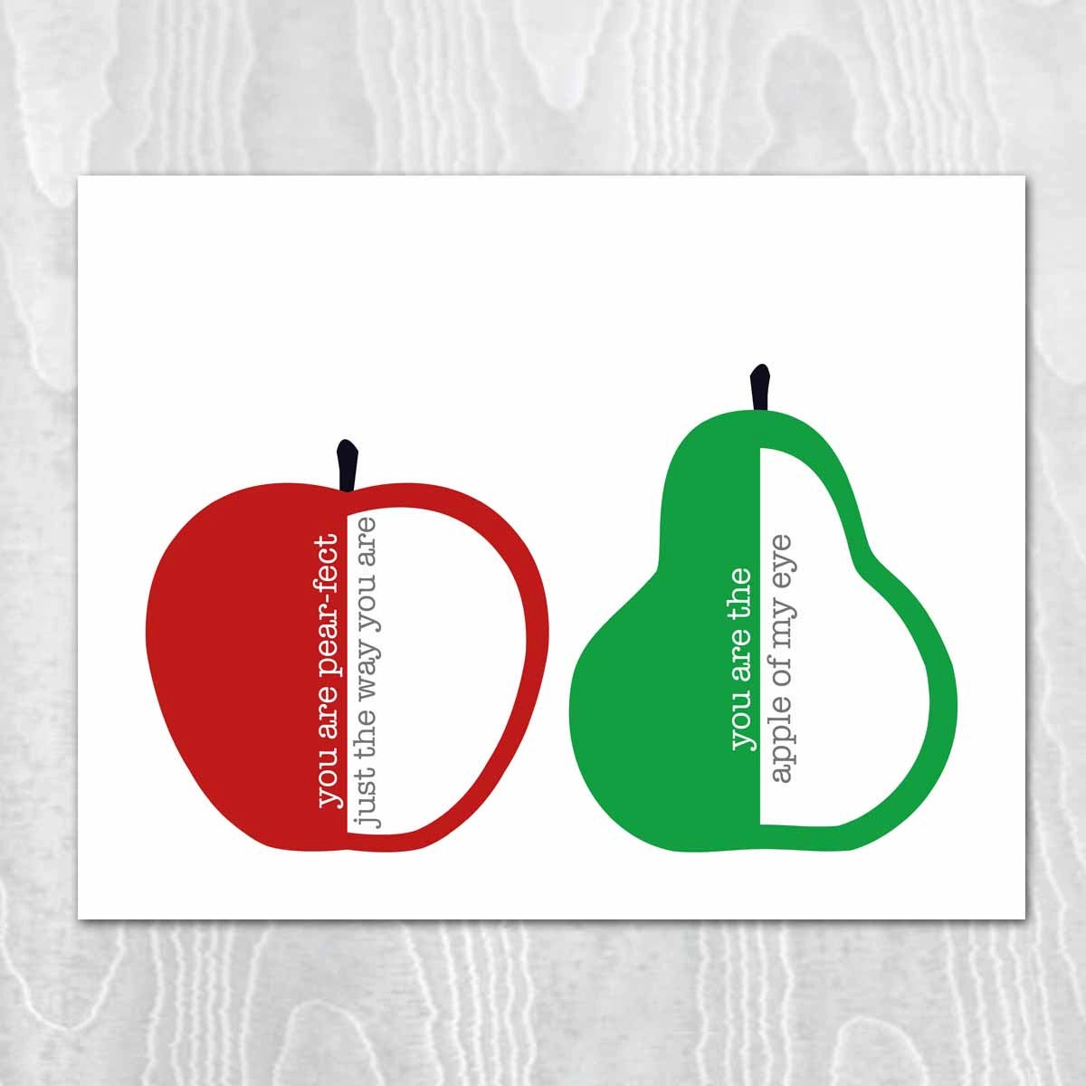 Apple and Pear Print Modern Apple and Pear by pumpkinandbutterfly
