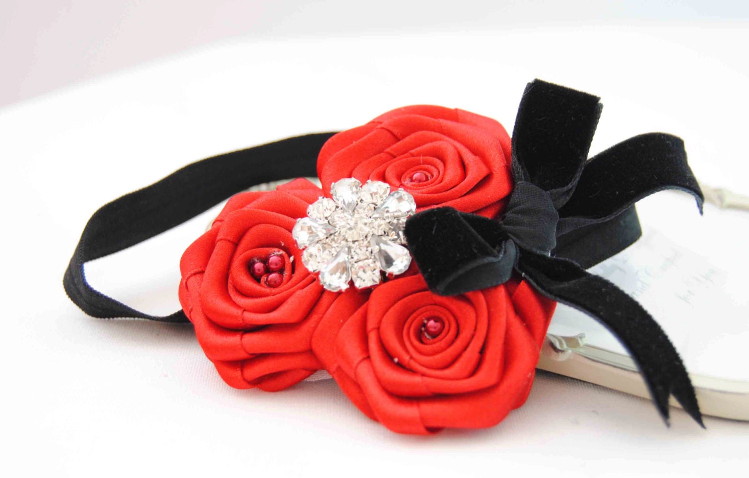 Elegant Red Roses Headband with Beautiful Roses and by cacababy