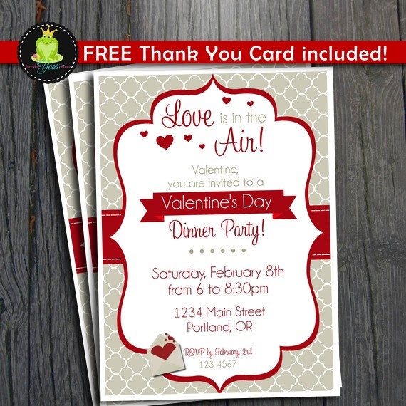Valentines Day Party Invitation - FREE Thank You Card included Il_570xn