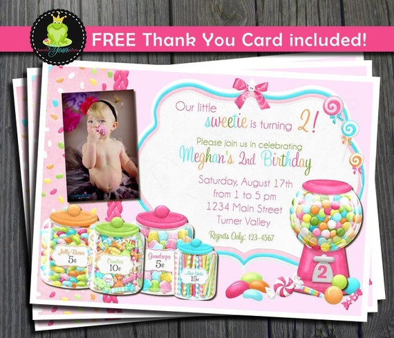 Sweet Shoppe Birthday Invitation - Includes FREE Thank You Card Il_570xn