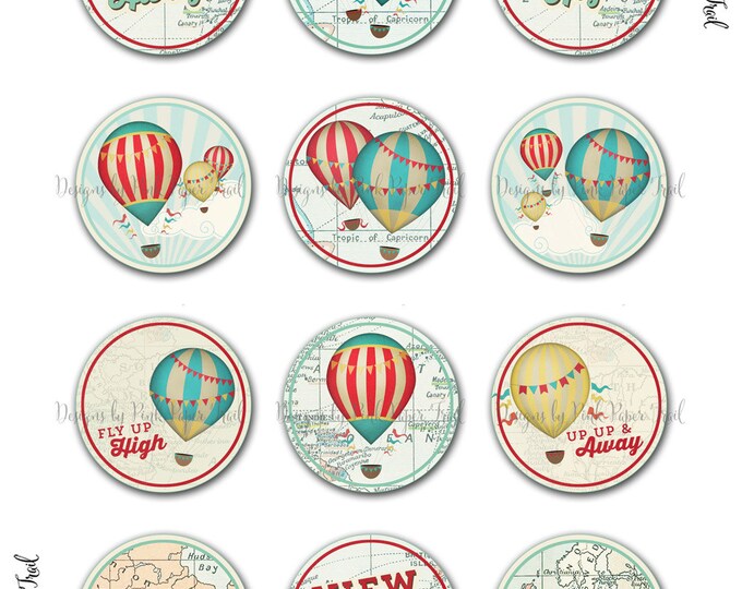Hot Air Balloon Cupcake topper and wrap - Print your own
