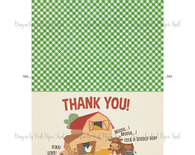 Farm / Barnyard, Thank you card, DIY- Print your own, Digital file