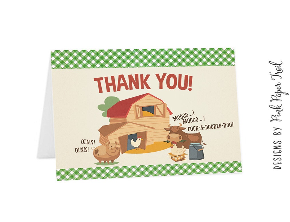 Farm / Barnyard Thank you card DIY Print your own Digital