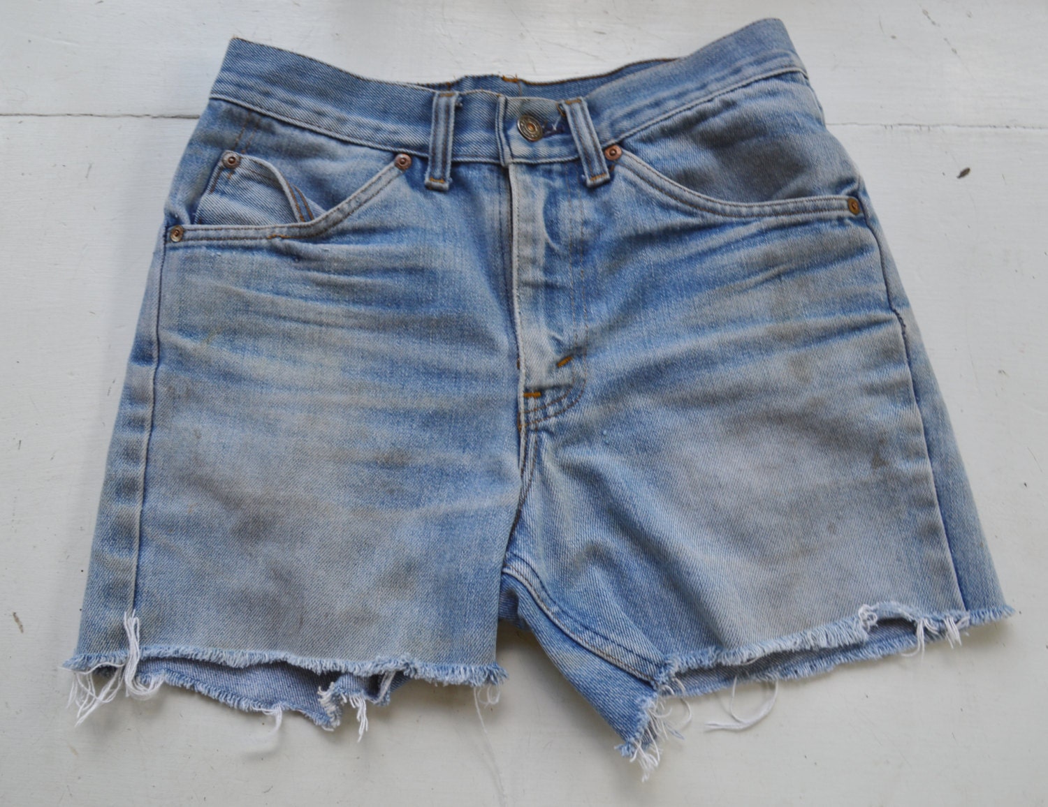 Cut Off Jeans 1960s Mens Denim Shorts Plain Pocket by EaDoVintage