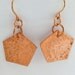earrings pentagon shape handcut textured copper
