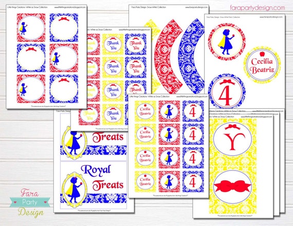 Printable- Snow White Party Collection- Whole collection by Fara Party Design Il_570xn