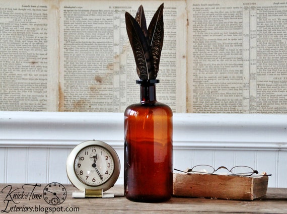 Antique Amber Apothecary Bottle