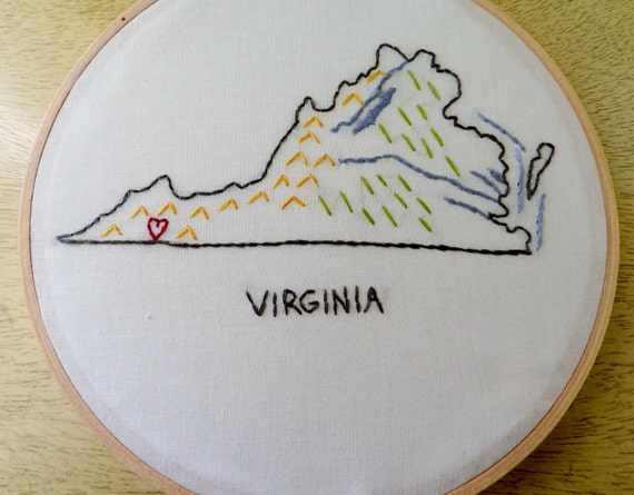 Virginia State Map Hoop Art